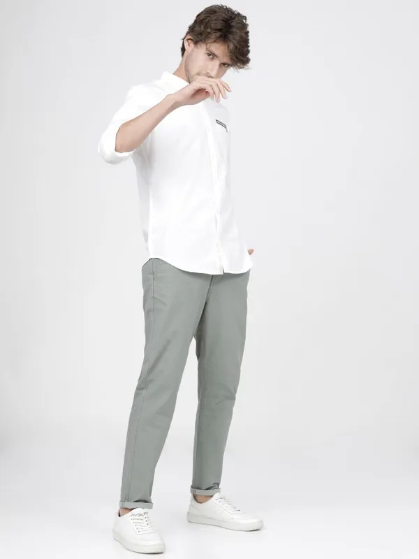  Ketch Men Grey Slim Fit Solid Casual Trousers