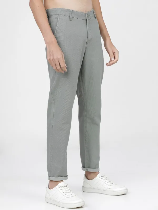  Ketch Men Grey Slim Fit Solid Casual Trousers