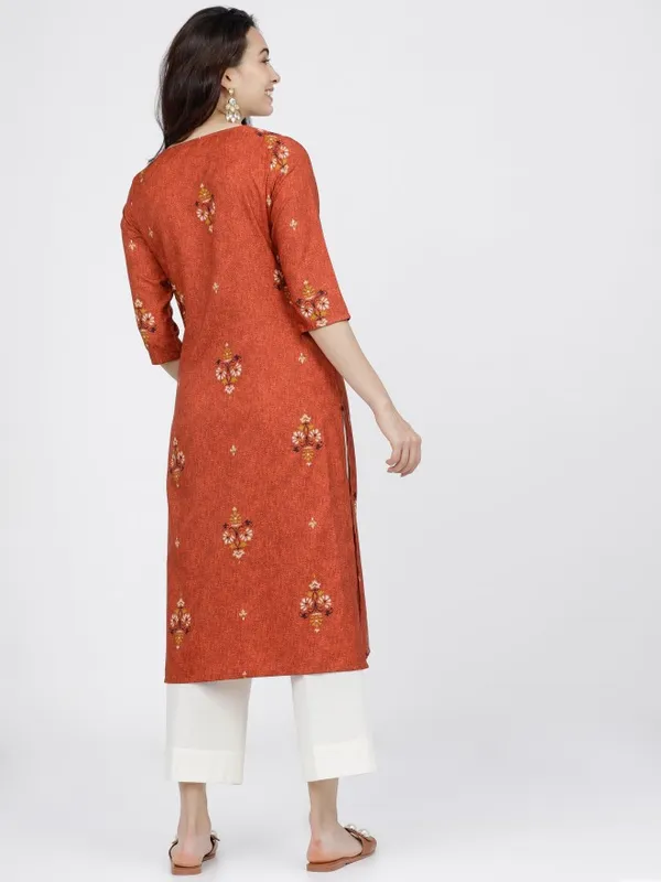  Ketch Women Maroon Printed Straight Kurtas