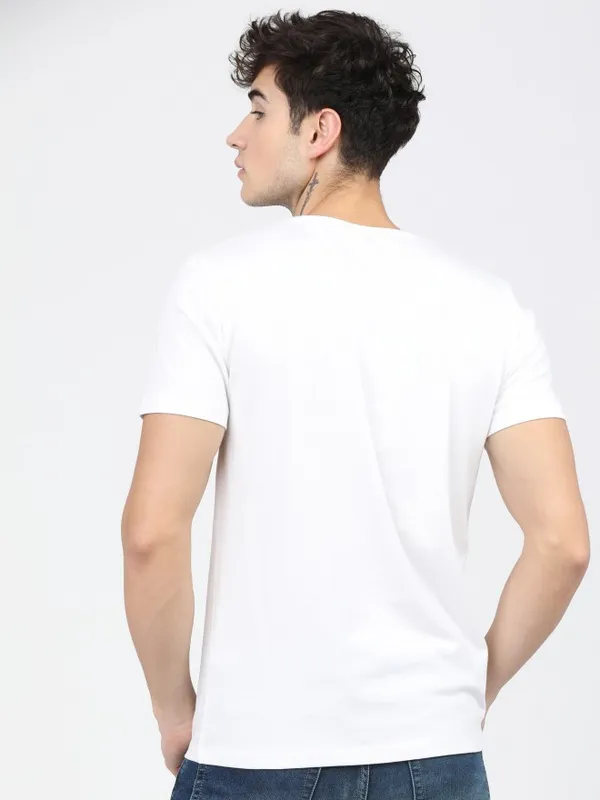  Locomotive Men White Printed Round Neck T-Shirts