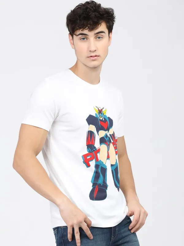  Locomotive Men White Printed Round Neck T-Shirts