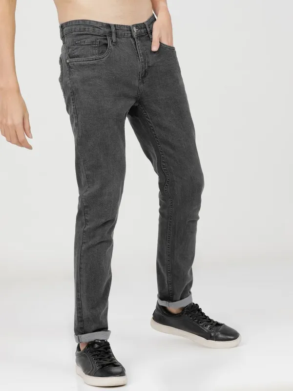  Ketch Men Grey Slim Fit Clean Look Jeans