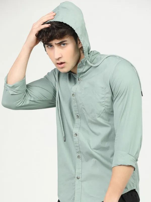 Hooded shirts mens online on sale