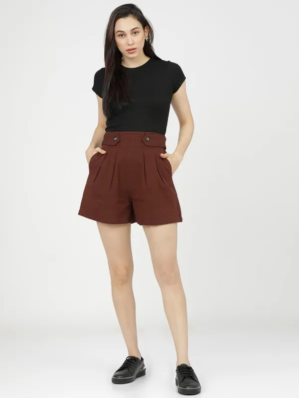  Tokyo Talkies Women Terracotta Regular Fit Shorts