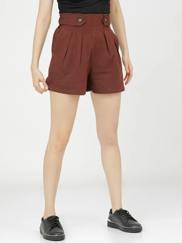  Tokyo Talkies Women Terracotta Regular Fit Shorts