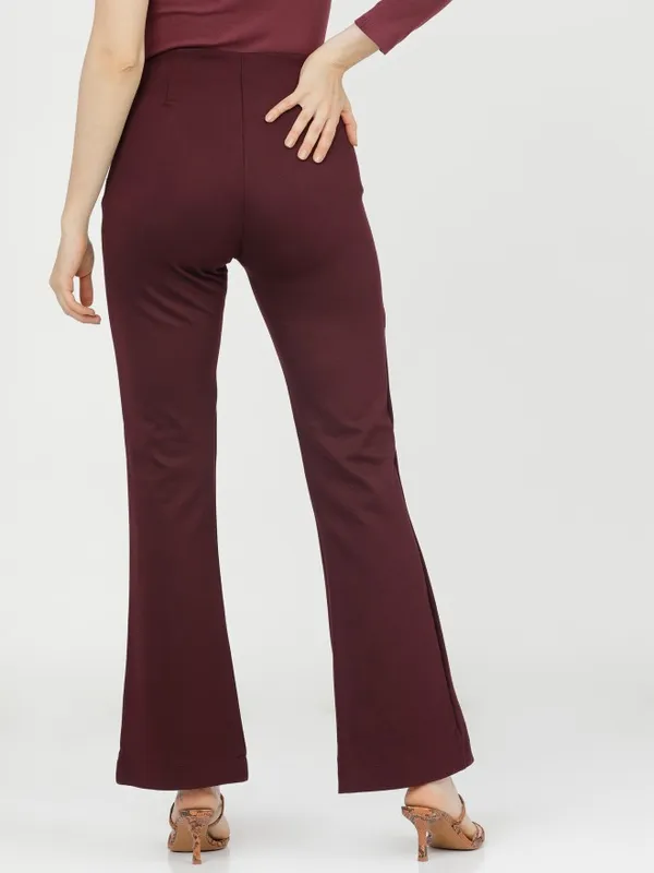  Tokyo Talkies Women Purple Solid Regular Fit Casual Trousers