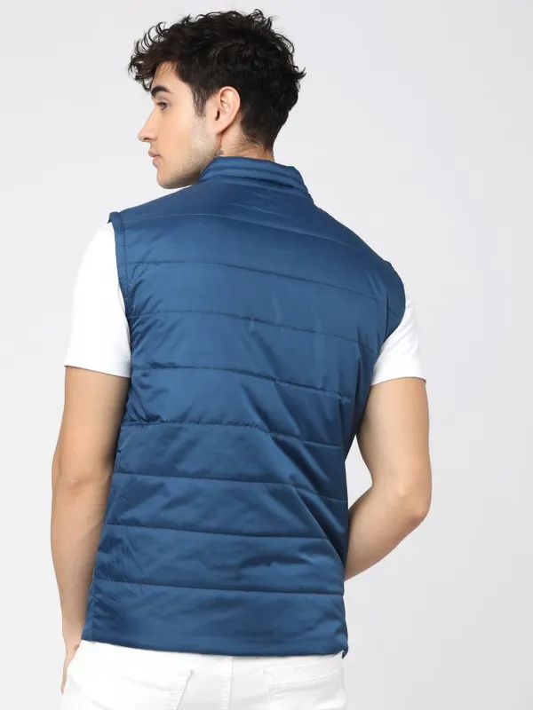  Highlander Men Navy Blue Solid Puffer Jacket Jackets