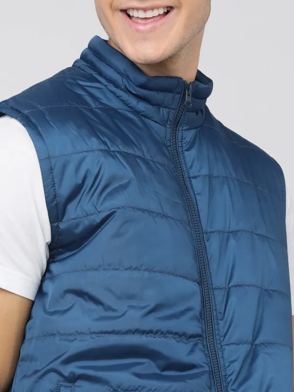  Highlander Men Navy Blue Solid Puffer Jacket Jackets