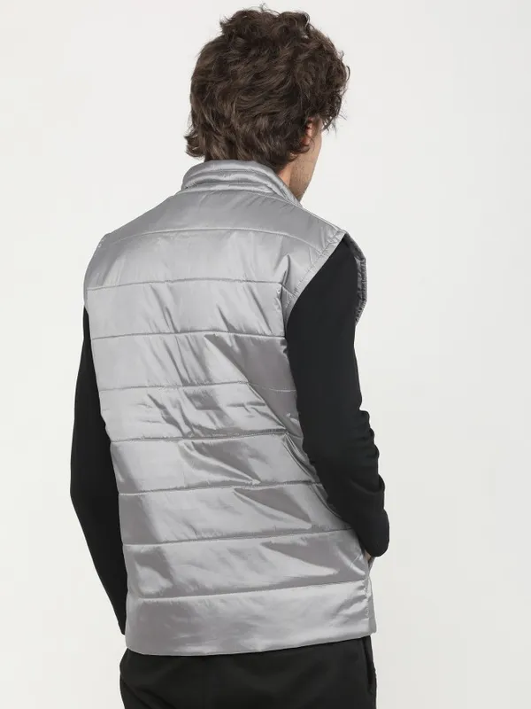  Highlander Men Grey Solid Puffer Jacket Jackets