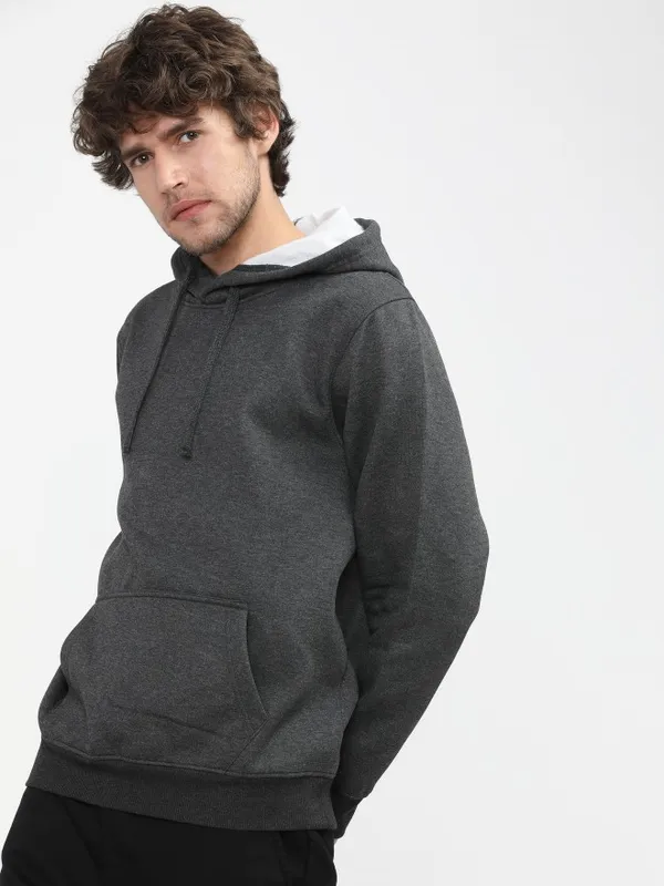  Highlander Men Charcoal Hood Pullover Sweatshirts