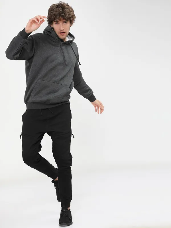  Highlander Men Charcoal Hood Pullover Sweatshirts