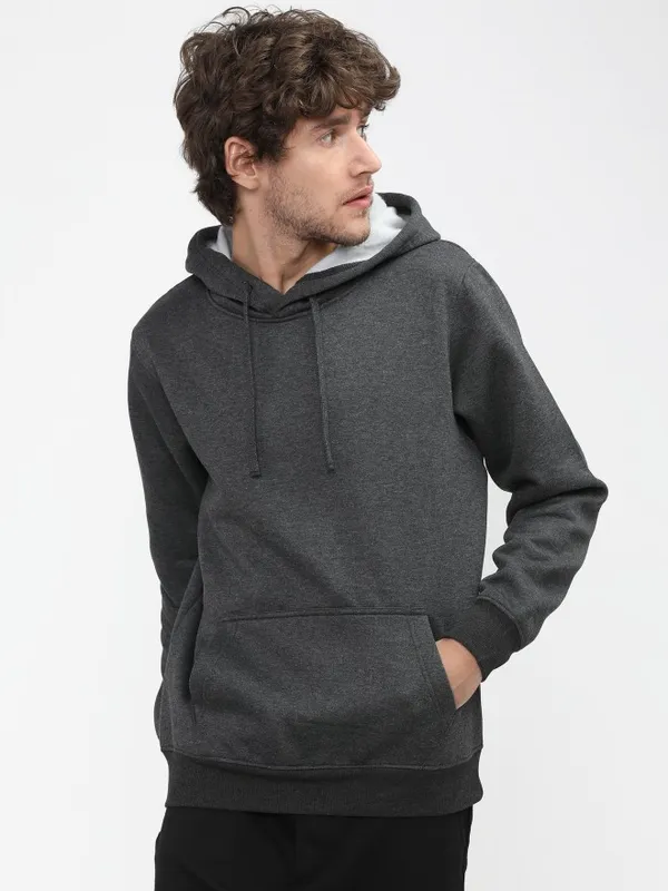  Highlander Men Charcoal Hood Pullover Sweatshirts