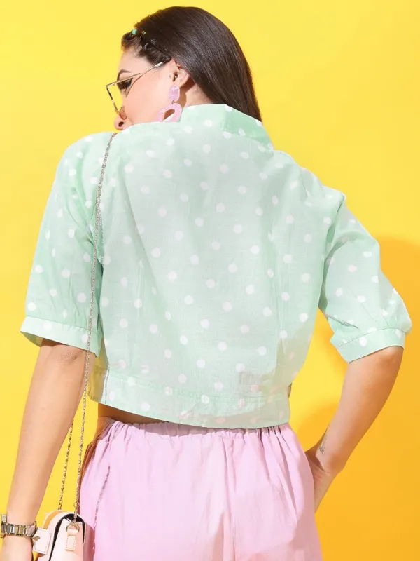  Tokyo Talkies Women Green Printed Casual Shirts