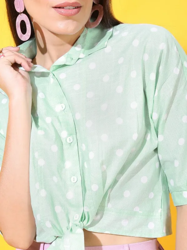  Tokyo Talkies Women Green Printed Casual Shirts