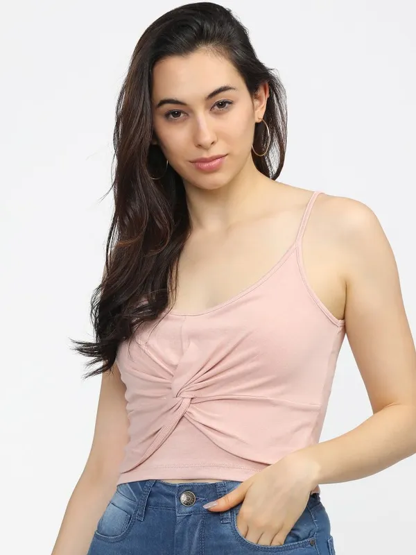  Tokyo Talkies Women Pink Solid Regular Tops