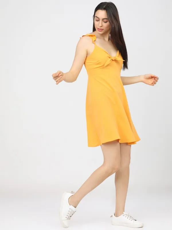  Tokyo Talkies Women Yellow Solid A-Line Dresses