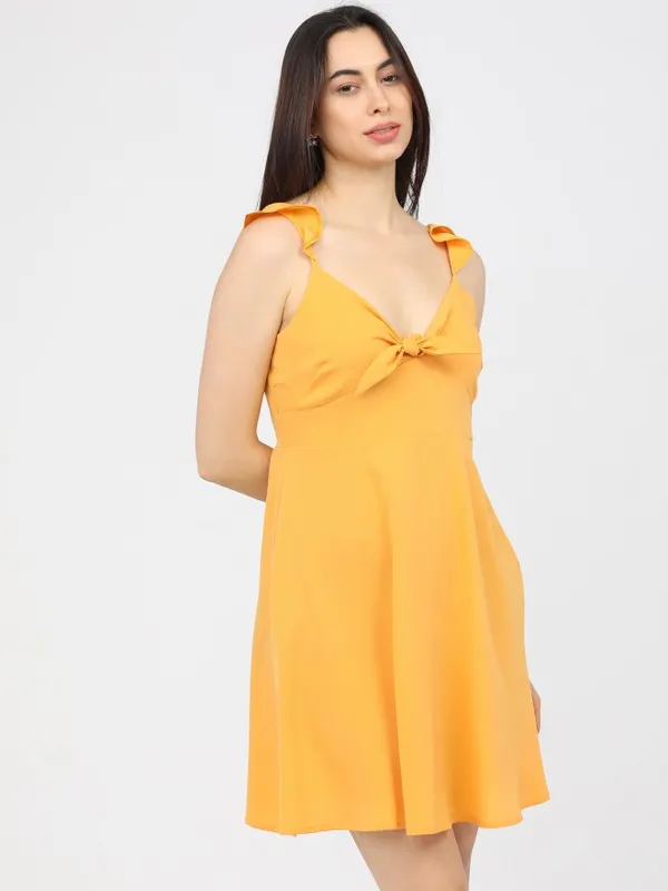  Tokyo Talkies Women Yellow Solid A-Line Dresses