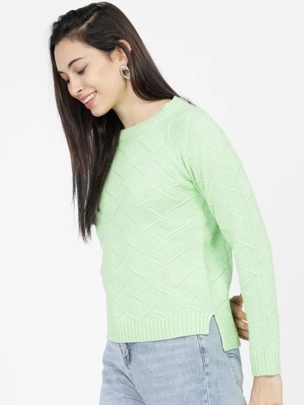  Tokyo Talkies Women Green Round Neck Sweaters