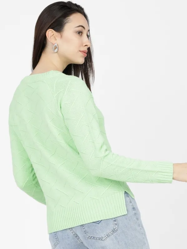  Tokyo Talkies Women Green Round Neck Sweaters