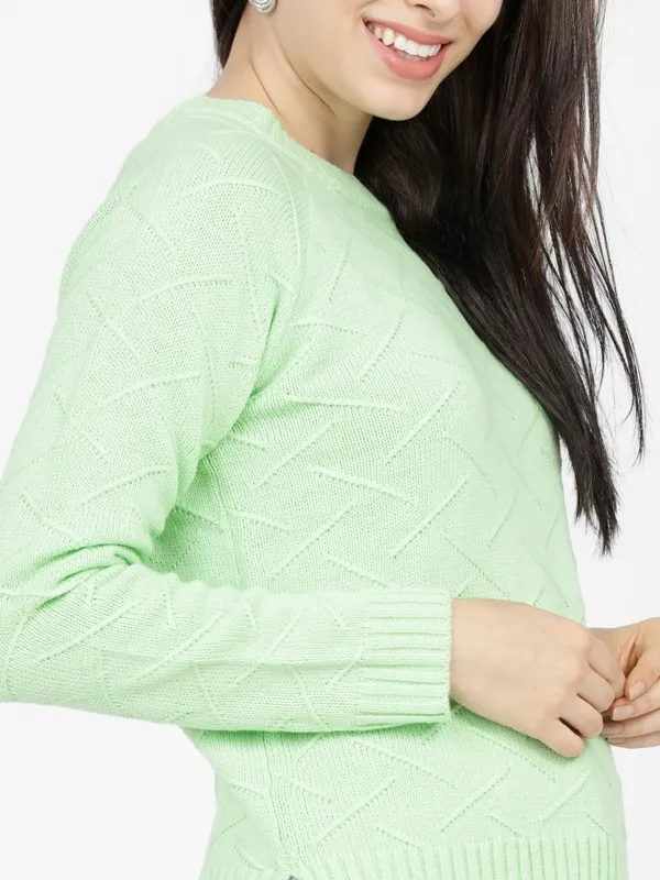  Tokyo Talkies Women Green Round Neck Sweaters