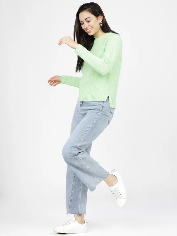  Tokyo Talkies Women Green Round Neck Sweaters