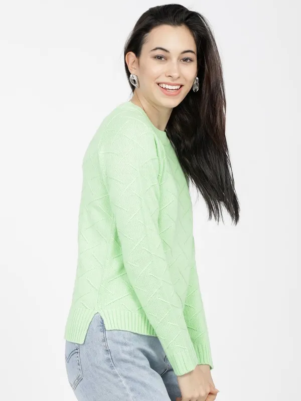  Tokyo Talkies Women Green Round Neck Sweaters