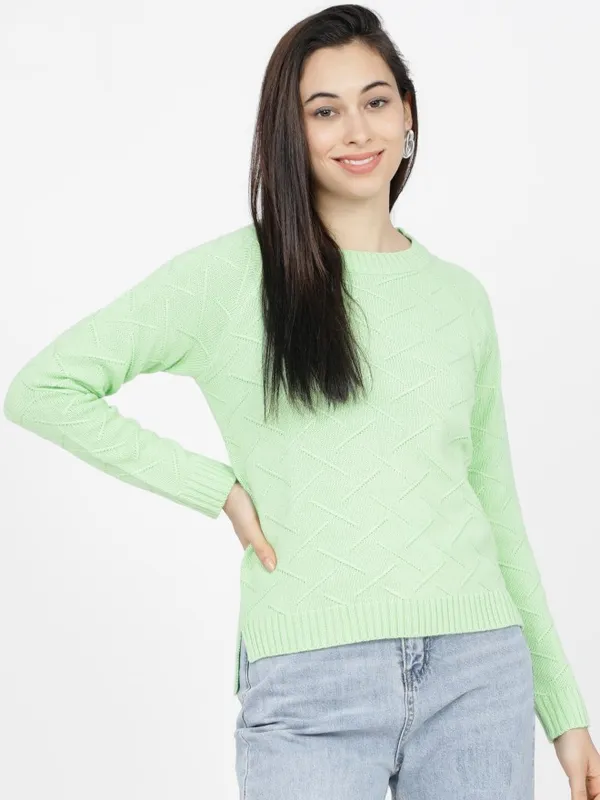  Tokyo Talkies Women Green Round Neck Sweaters