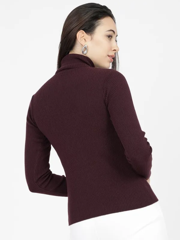  Tokyo Talkies Women Purple Turtle Neck Sweaters