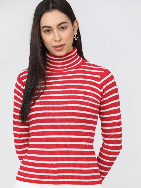  Tokyo Talkies Women Red Turtle Neck Sweaters