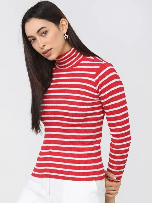  Tokyo Talkies Women Red Turtle Neck Sweaters