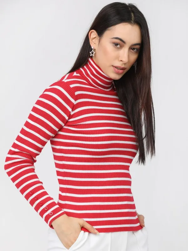  Tokyo Talkies Women Red Turtle Neck Sweaters