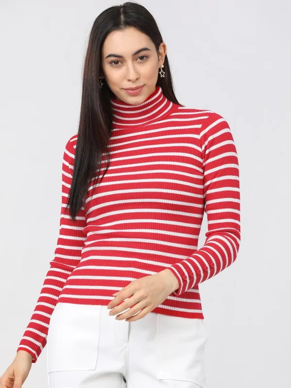  Tokyo Talkies Women Red Turtle Neck Sweaters