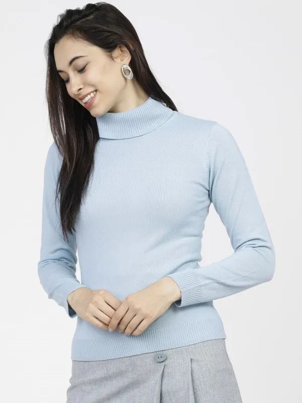  Tokyo Talkies Women Blue Turtle Neck Sweaters