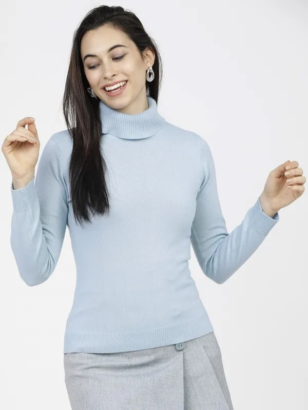  Tokyo Talkies Women Blue Turtle Neck Sweaters