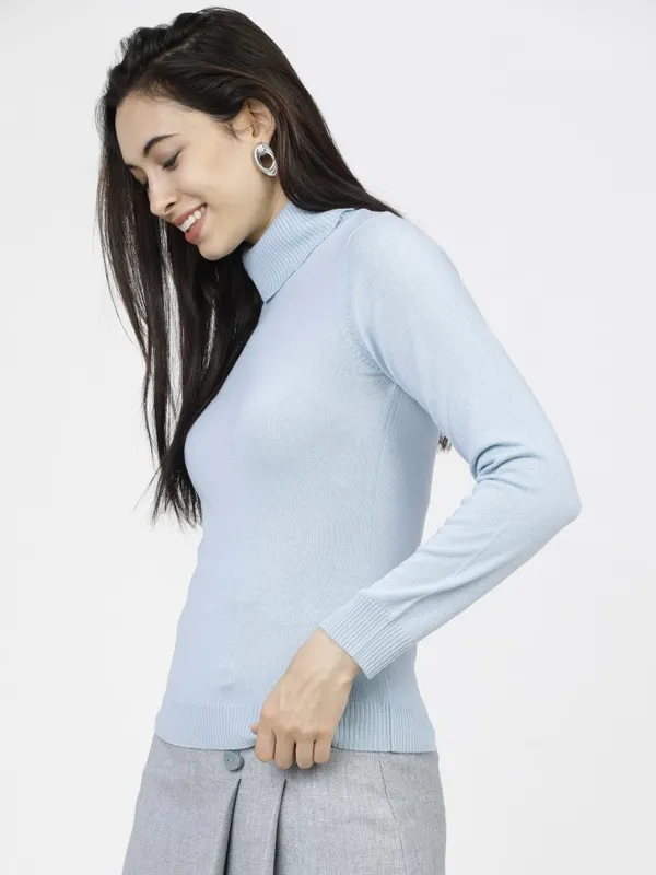  Tokyo Talkies Women Blue Turtle Neck Sweaters