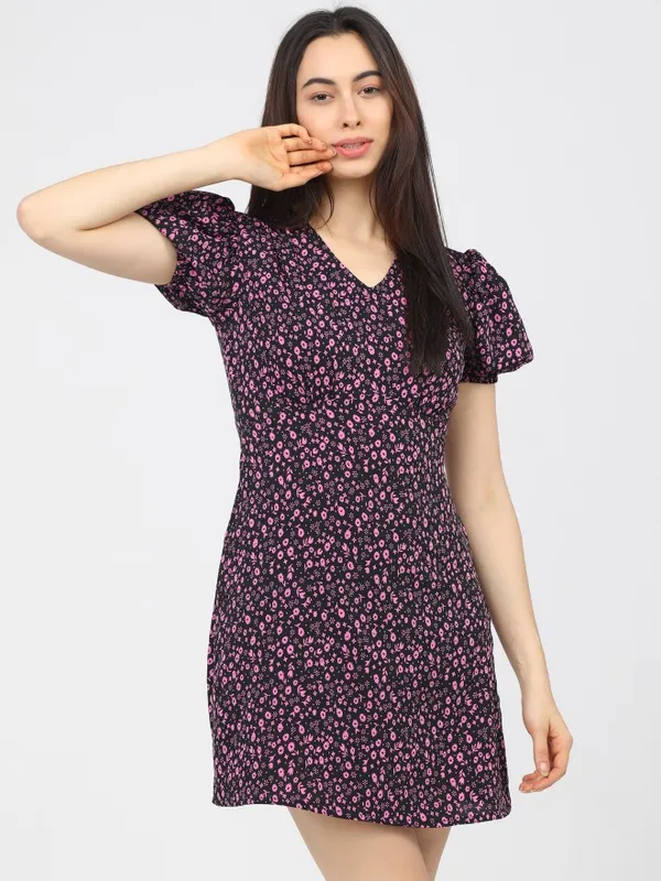  Tokyo Talkies Women Black Printed A-Line Dresses