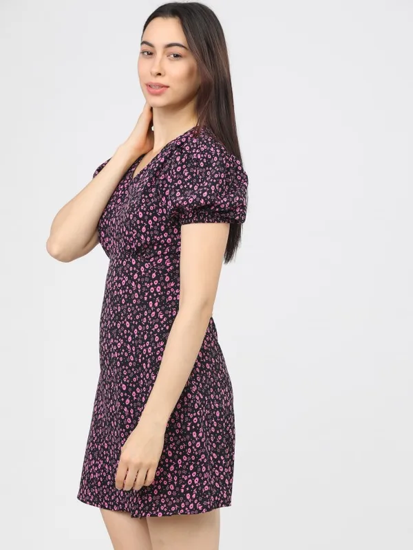  Tokyo Talkies Women Black Printed A-Line Dresses