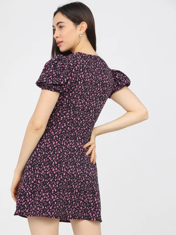  Tokyo Talkies Women Black Printed A-Line Dresses