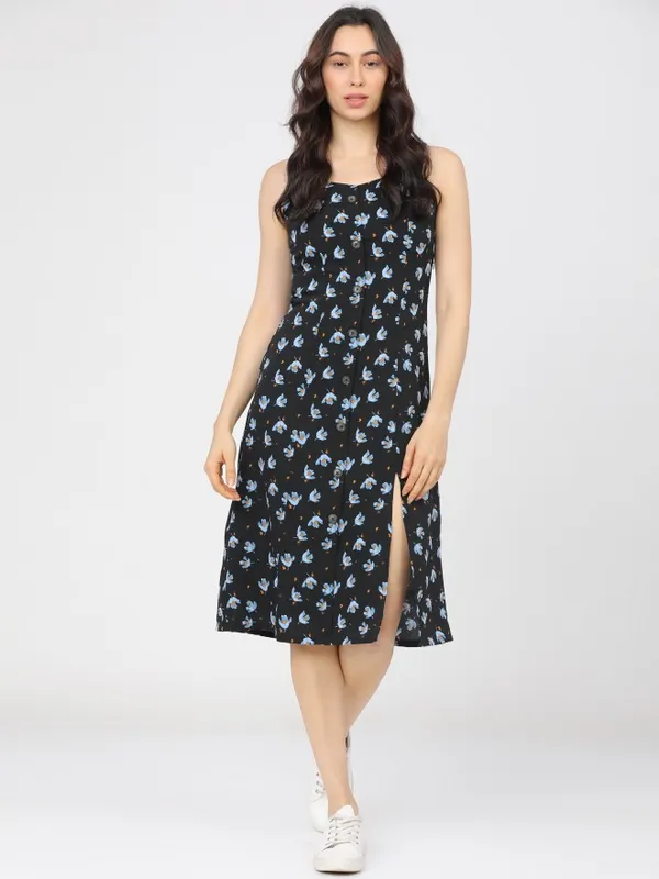  Tokyo Talkies Women Black Printed A-Line Dresses