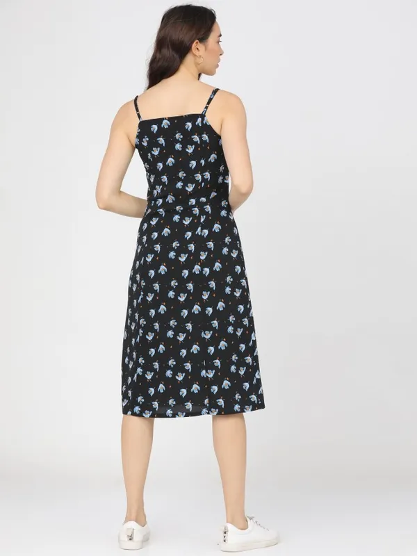  Tokyo Talkies Women Black Printed A-Line Dresses