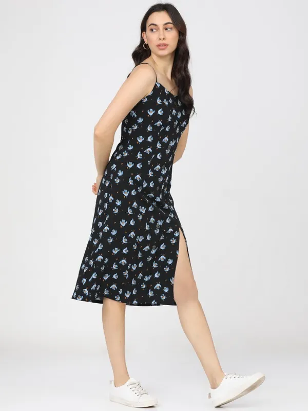  Tokyo Talkies Women Black Printed A-Line Dresses