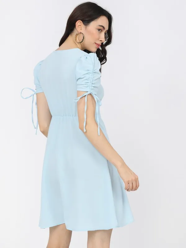  Tokyo Talkies Women Blue Solid A-Line Dresses