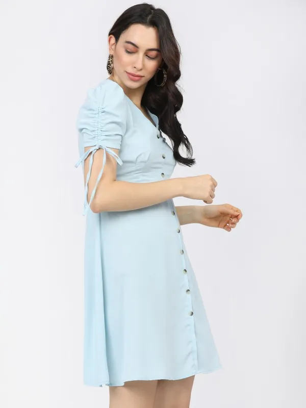  Tokyo Talkies Women Blue Solid A-Line Dresses