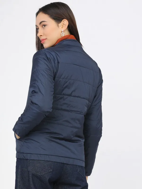  Tokyo Talkies Women Navy Blue Puffer Jacket Jackets