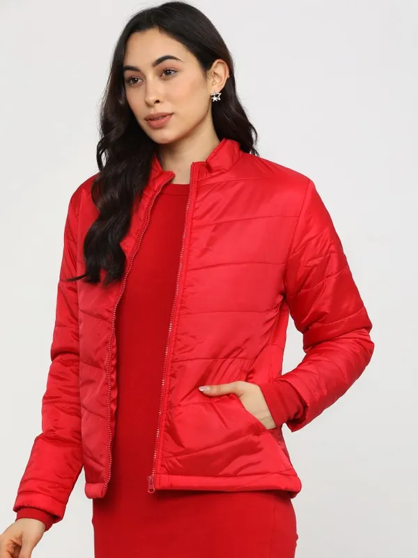  Tokyo Talkies Women Red Puffer Jacket Jackets