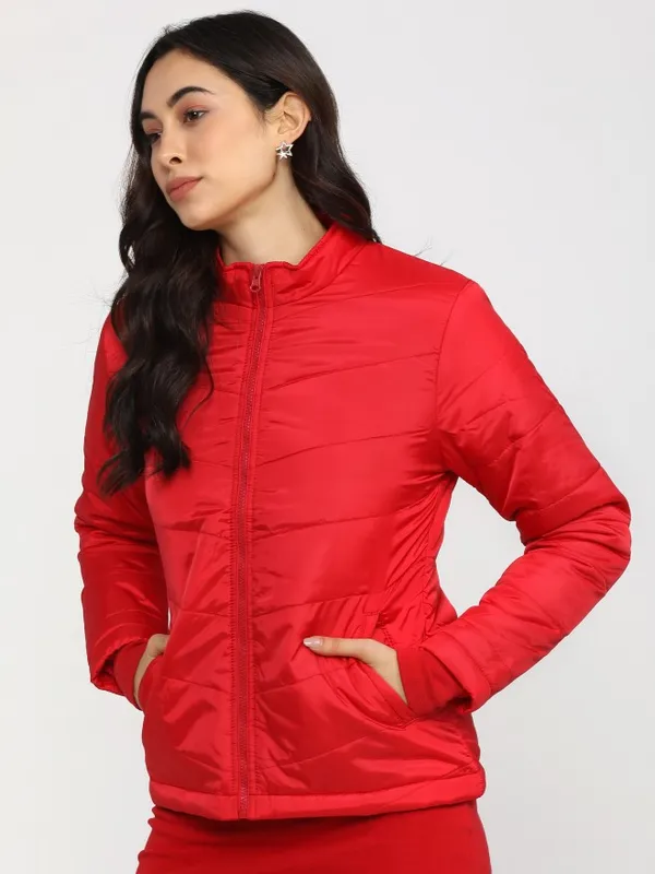  Tokyo Talkies Women Red Puffer Jacket Jackets