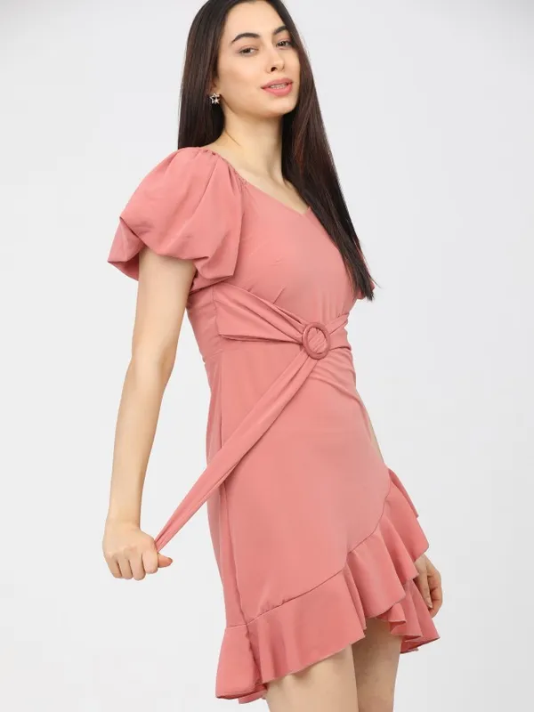  Tokyo Talkies Women Pink Solid A-Line Dresses