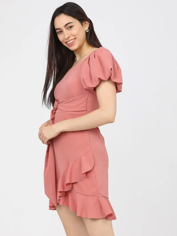  Tokyo Talkies Women Pink Solid A-Line Dresses