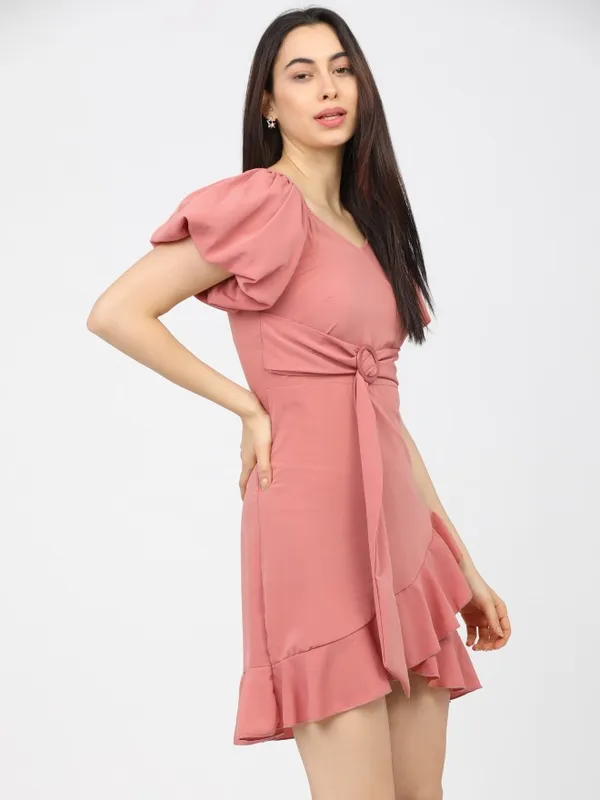  Tokyo Talkies Women Pink Solid A-Line Dresses