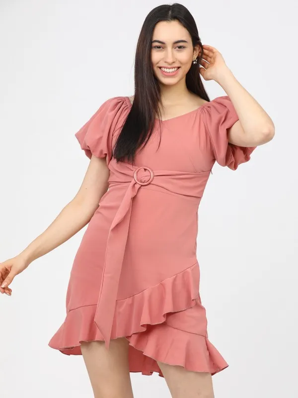  Tokyo Talkies Women Pink Solid A-Line Dresses